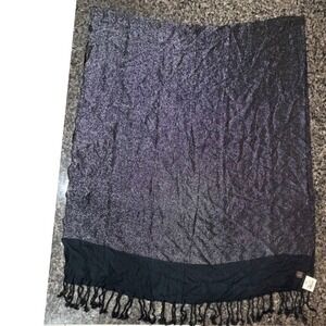 Amanda Blu Black Metallic Pashmina Scarf Shimmer Shawl Wrap Fringe 70x28 NEW